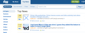 Screenshot of Digg in Epic Glory